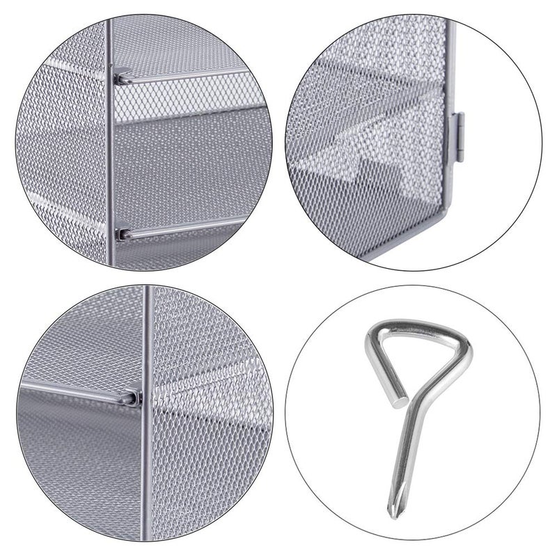 EASEPRES 5 Slot Mesh Desk Organizer Tray, File Paper Letter Folder Holder Desktop Paper Sorter Mail Organization Rack Storage Accessories, for Office Home School Classroom, Silver - Image 5